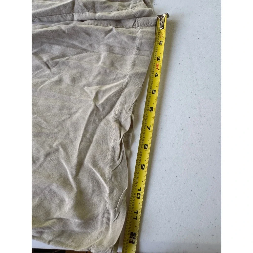H&M Womens Medium Beige Wide Leg Elastic Waist Cropped Flowy Pants Tan Trousers‎